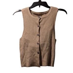 Free People Ribbed Button-Up Top With Tube Top Size M